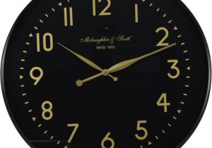 Wall Clock - Round - Black & Gold Finish - Metal - Battery Operated