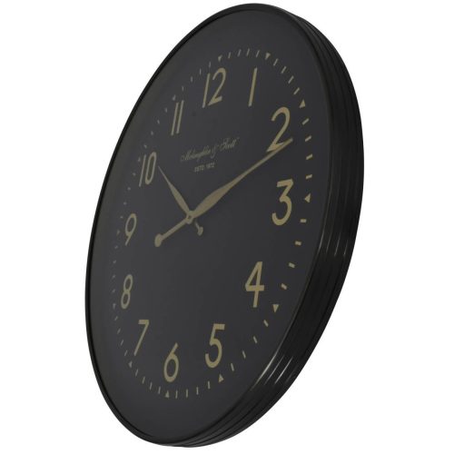 Wall Clock - Round - Black & Gold Finish - Metal - Battery Operated