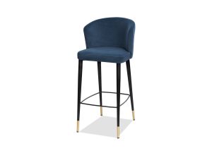 Bar Stool - Black Legs & Gold Tipped - Cobalt Blue Velvet Finish