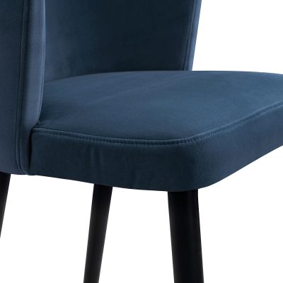 Bar Stool – Black Legs & Gold Tipped – Cobalt Blue Velvet Finish