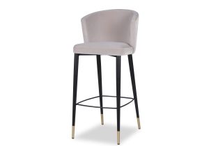 Bar Stool - Black Legs & Gold Tipped - Dorian Grey Velvet Finish
