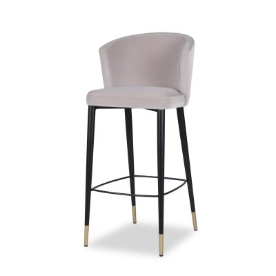 Bar Stool - Black Legs & Gold Tipped - Dorian Grey Velvet Finish