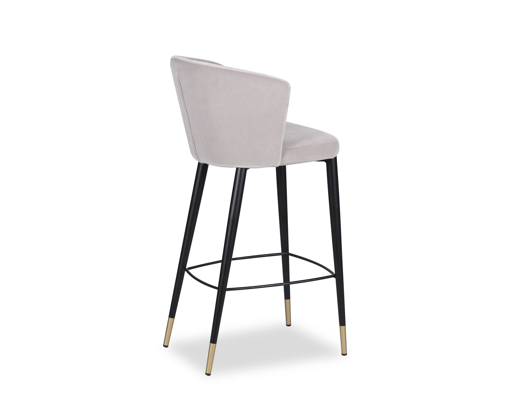 Bar Stool - Black Legs & Gold Tipped - Dorian Grey Velvet Finish