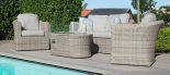 4 Seater Garden Fire Pit Sofa Set - Fire Pit Coffee Table - 2 Chairs - Grey Poly Weave