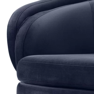 Curved Sofa – Brushed Brass Finish Legs – Midnight Blue Velvet