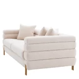 Sofa in Bouclé Cream - 4 Seat - Deep Ribbed - Brushed Brass Legs