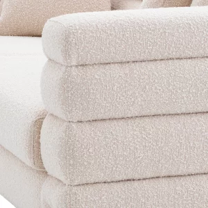 Sofa in Bouclé Cream - 4 Seat - Deep Ribbed - Brushed Brass Legs