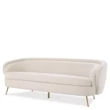 Curved Sofa - Brushed Brass Finish Legs - Cream Bouclé Fabric