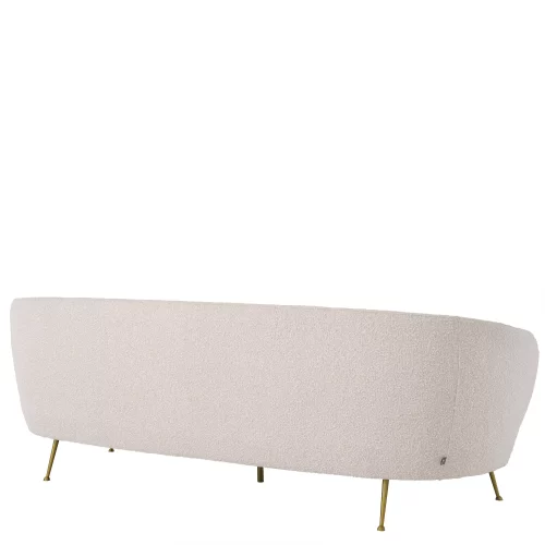 Curved Sofa - Brushed Brass Finish Legs - Cream Bouclé Fabric