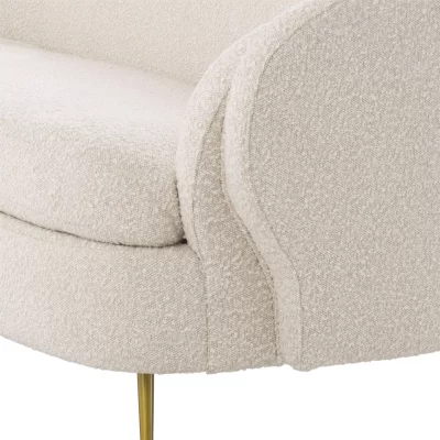 Occasional Chair – Brushed Brass Finish Legs – Cream Bouclé Fabric