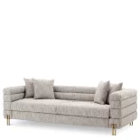 4 Seater Sofa - Deep Ribbed - Brushed Brass Finish Legs - Mademoiselle Beige Fabric