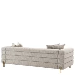 4 Seater Sofa - Deep Ribbed - Brushed Brass Finish Legs - Mademoiselle Beige Fabric