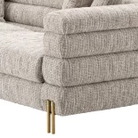 4 Seater Sofa - Deep Ribbed - Brushed Brass Finish Legs - Mademoiselle Beige Fabric