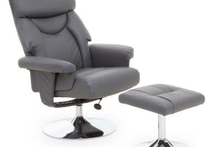 Easy Chair - 'Denver' Recliner Chair & Footstool - Grey Leather Effect