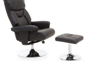 Easy Chair - 'Denver' Recliner Chair & Footstool - Black Leather Effect