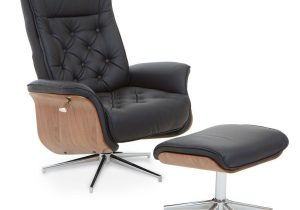 Easy Chair - 'Blackburn' Recliner Chair & Footstool - Black Leather Effect