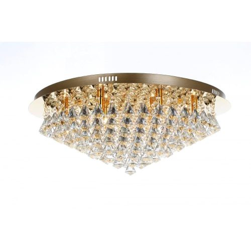 Crystal Chandelier - Clear Crystal - Polished Gold Flush Fitting - 12 G9 Lights