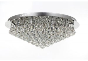 Crystal Chandelier - Clear Crystal - Polished Chrome Flush Fitting - 12 G9 Lights