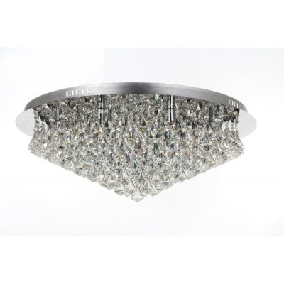 Crystal Chandelier - Clear Crystal - Polished Chrome Flush Fitting - 12 G9 Lights