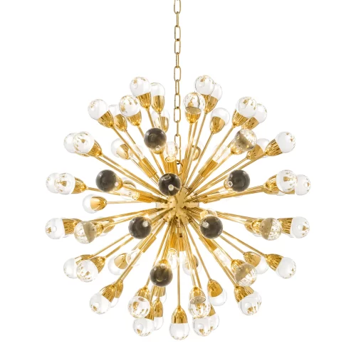 Chandelier - 12 Light - Sphere Design - Glass - Polished Brass Surround