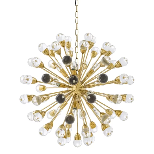 Chandelier - 12 Light - Sphere Design - Glass - Polished Brass Surround