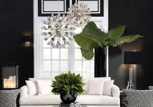 Chandelier - 12 Light - Sphere Design - Glass - Polished Chrome Surround