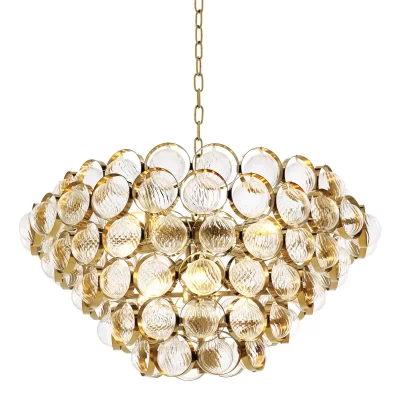 Chandelier – 8 Light – Tiered Design – Cut Glass – Polished Brass Surround