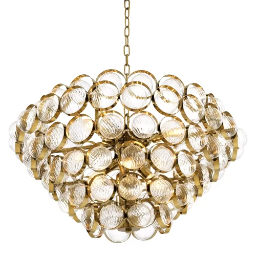 Chandelier - 8 Light - Tiered Design - Cut Glass - Polished Brass Surround