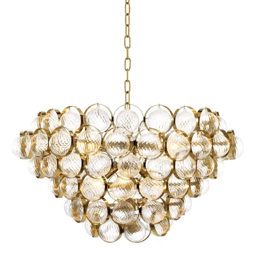 Chandelier - 8 Light - Tiered Design - Cut Glass - Polished Brass Surround