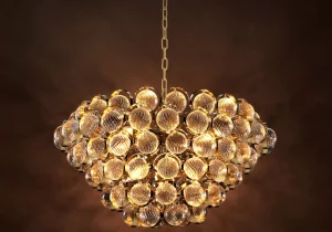 Chandelier - 8 Light - Tiered Design - Cut Glass - Polished Brass Surround