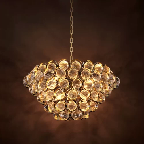 Chandelier - 8 Light - Tiered Design - Cut Glass - Polished Brass Surround