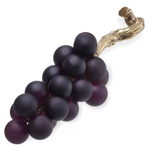 French Grapes - Large Carved Glass - Antique Brass Finish - Grape