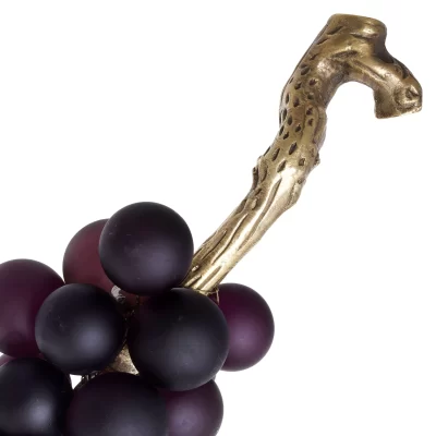 French Grapes – Large Carved Glass – Antique Brass Finish – Grape