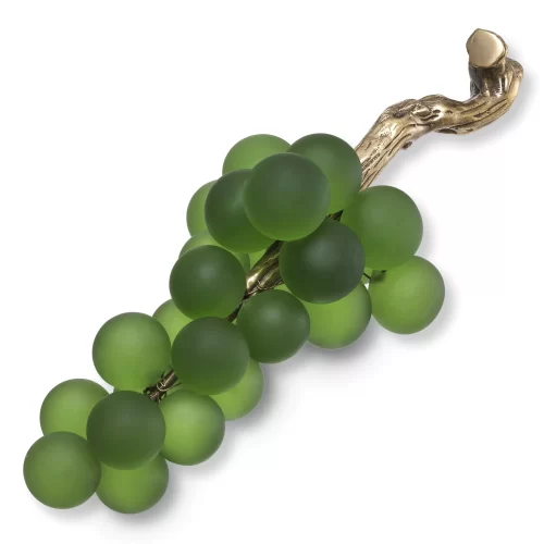 French Grapes - Large Carved Glass - Antique Brass Finish - Green