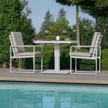 2 Seat Bistro Set - Rising Table - 2 Chairs - Metal Finish - White