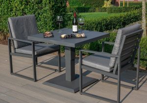2 Seat Bistro Set - Rising Table - 2 Chairs - Metal Finish - Grey