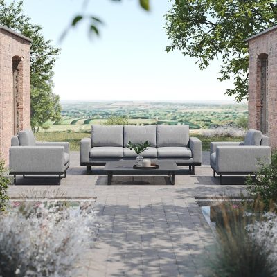 5 Seater All Weather Sofa Set – 3 Seat Sofa & 2 Chairs – GREY
