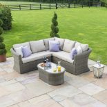 5 Seat Garden Corner Sofa Set - Coffee Table - Light Poly Rattan - Small