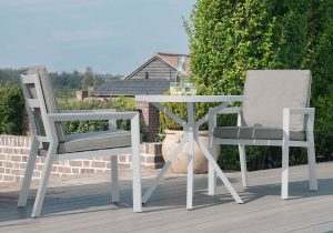 2 Seat Bistro Set - Round Table - 2 Chairs - Metal Finish - White
