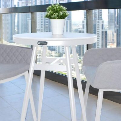2 Seat Bistro Set – Round Table – Metal Finish – All Weather – Grey