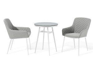 2 Seat Bistro Set - Round Table - 2 Chairs - Metal Finish - All Weather - Grey
