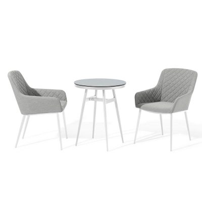 2 Seat Bistro Set - Round Table - 2 Chairs - Metal Finish - All Weather - Grey