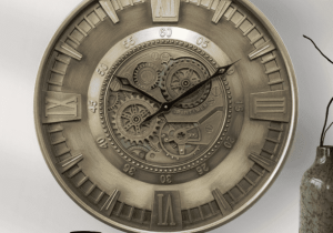 Wall Clock - Moving Cogs - Champagne Gold Finish - 60cm
