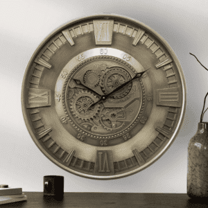 Wall Clock - Moving Cogs - Champagne Gold Finish - 60cm