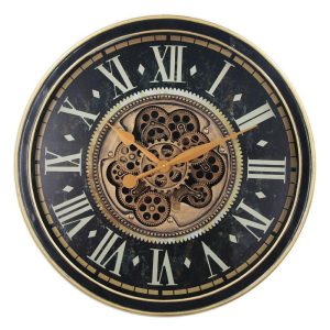 Wall Clock - Moving Cogs - Champagne Silver & Gold Finish - 66cm