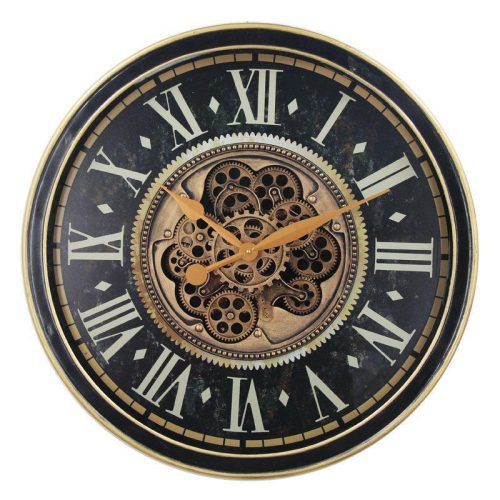 Wall Clock - Moving Cogs - Champagne Silver & Gold Finish - 66cm