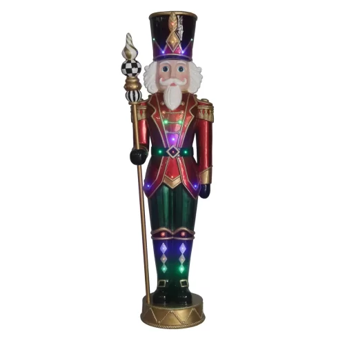 6ft Christmas Nutcracker - 25 LED Lights & Sounds - Resin