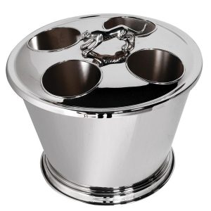 Wine Cooler - 4 Hole Table Top Wine/Champagne Cooler - Polished Chrome