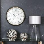 Wall Clock -'Grand central Station'- Moving Cogs - Silver & Glass Finish