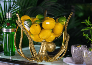 Octopus Design Wine Cooler/Fruit Bowl- Gold Base - Glass Bowl